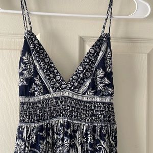 Blue and White Long Flowy Dress